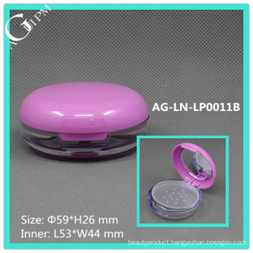 AG-LN-LP0011B AGPM Cosmetic Packing Elegant Plastic Round Custom Empty Flip Cover Oblate Loose Powder Case